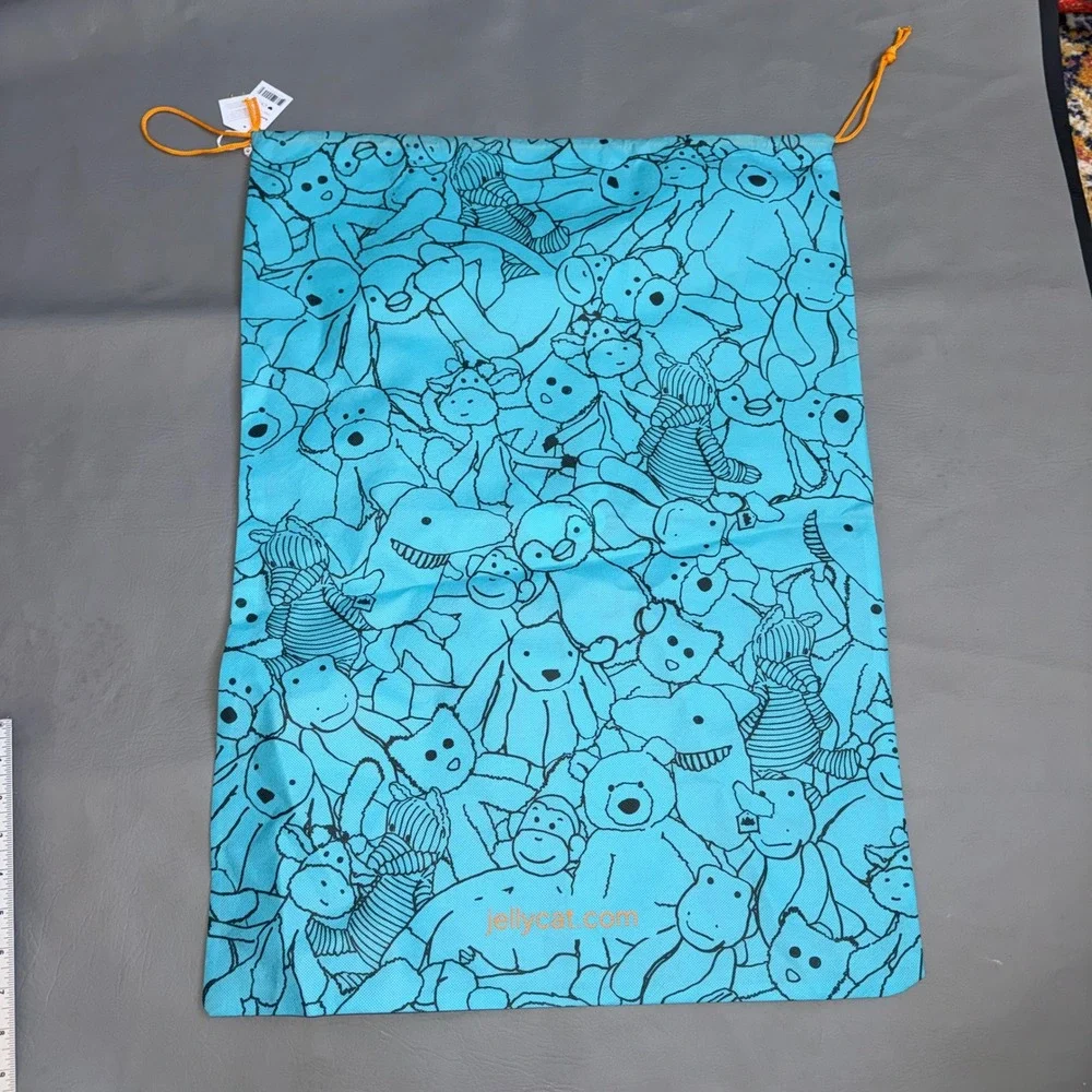 Jellycat London Blue Character Print Drawstring Gift Bag Reusable Large 23x18.5